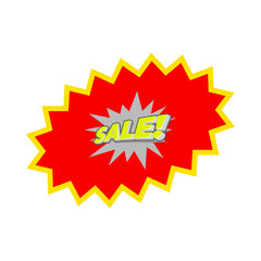 Red starburst sale tag with yellow outline