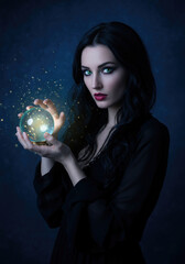 Naklejka premium Beautiful witch casting spell