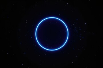 Fototapeta premium A glowing blue neon circle in outer space
