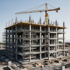 Digital Model of Building Under Construction with Crane