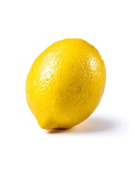 Vibrant Yellow Lemon Fresh Citrus Fruit Isolated White Background