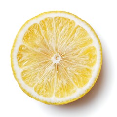 Fresh Yellow Lemon Slice Isolated on White Background Citrus Fruit