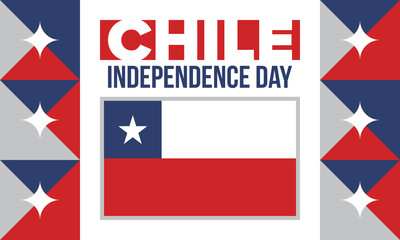 Chile Independence Day. Happy national holiday Fiestas Patrias. Freedom day. Celebrate annual in September 18. Chile flag. Patriotic chilean design. Poster, card, banner, template, background. Vector