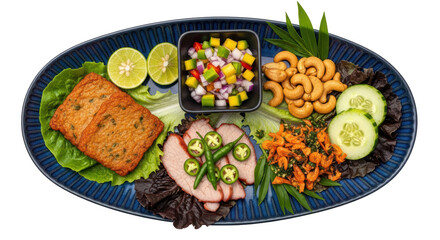 Isolated Platter With Fish Cake And Cashews