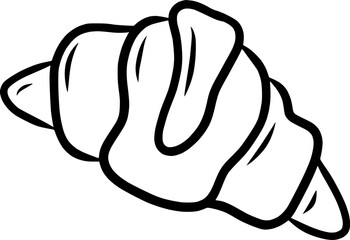 Hand drawn croissant icon in a simple doodle style. French pastry vector illustration for a bakery, cafe menu, or breakfast-themed design element.