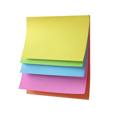 A stack of colorful sticky notes in yellow green blue and pink isolated on a transparent background isolated on transparent background