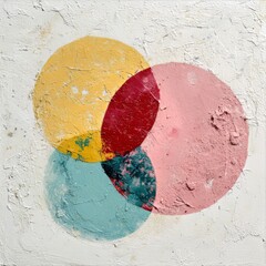 Fototapeta premium Abstract Colorful Circles on Textured Canvas with Soft Pastel Shades