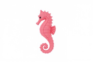 Obraz premium Handcrafted light pink seahorse displayed on a stark white backdrop without shadows