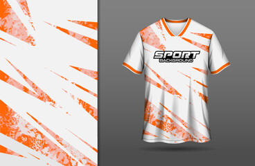 White sport jersey design with orange abstract background © Abd