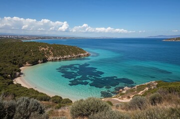 Bird's-eye perspective of a river delta meeting a coastal lake