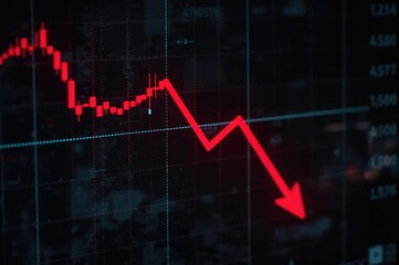 Financial board displaying candlestick charts and indicators for market downturn analysis
