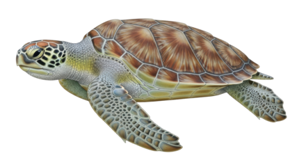 Isolated Swimming Green Turtle