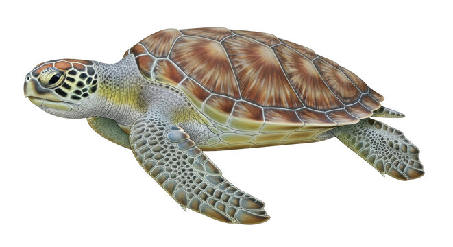 Isolated Swimming Green Turtle
