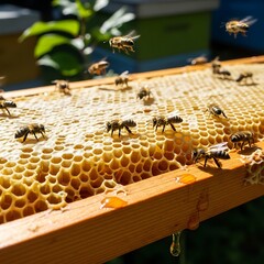 Honeycomb with bees (1)