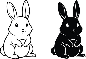 Fototapeta premium Rabbit bunny vector illustration easter animal clip art drawing cute