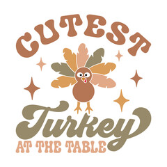 Cutest Turkey at the Table Retro Design