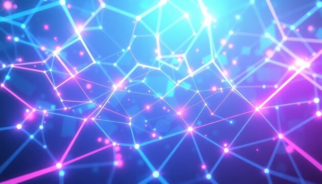Dynamic abstract network with glowing lines and connected dots, symbolizing technology, data, and digital communication. Ideal for tech, science, or business visuals.