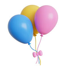 Balloons Cartoon Colorful 3D Render Cutout 