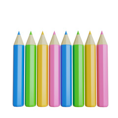 Colorful Pencils 3D Render Cartoon Cutout Children's Day