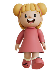 Child Girl Cartoon 3D Render Cutout Children's Day Dia das Crianças