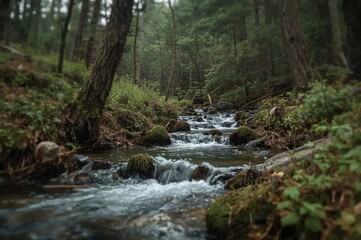 Obraz premium Forest scene with abstract blurred background