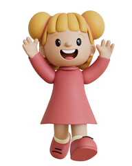 Child Girl Cartoon 3D Render Cutout Children's Day Dia das Crianças