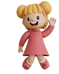 Child Girl Cartoon 3D Render Cutout Children's Day Dia das Crianças