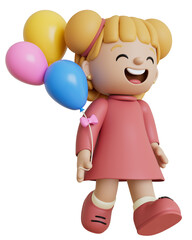 Child Girl Cartoon 3D Render Cutout Children's Day Dia das Crianças