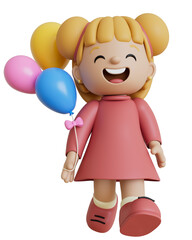 Child Girl Cartoon 3D Render Cutout Children's Day Dia das Crianças
