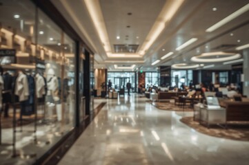 Interior design with abstract blurred backdrop in a commercial space