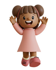 Child Girl Cartoon 3D Render Cutout Children's Day Dia das Crianças