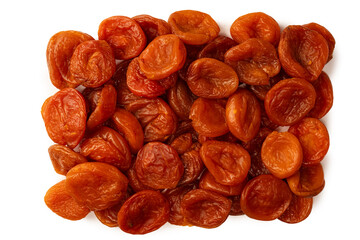 Dried apricots isolated on white background.
