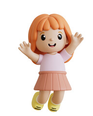 Child Girl Cartoon 3D Render Cutout Children's Day Dia das Crianças