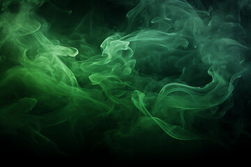 Abstract green smoke with ethereal swirls and dynamic artistic flow