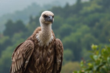 A large scavenging bird known as Griffon Vulture (Gyps fulvus)