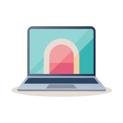 a-sleek--modern-laptop-is-centered-against-a-clean.eps