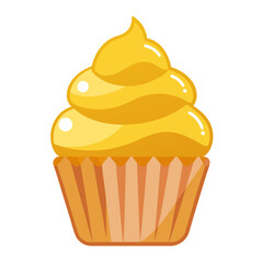 Elegant gold cupcake with swirled frosting vector illustration