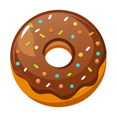 A delicious brown donut with colorful sprinkles vector illustration