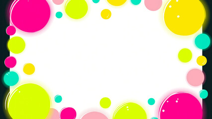 Neon Confetti Frame with Bright Geometric Shapes for Party Celebration Design

