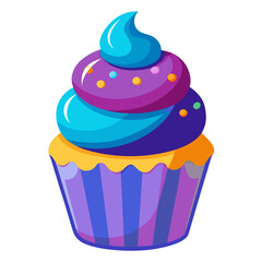 Indigo cupcake with swirled frosting vector illustration