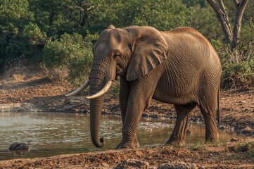 Fototapeta premium Elephant drinking water in the wild