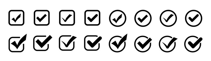 Approved icon. Black check mark vector icons. Check mark icons . Vector illustration.