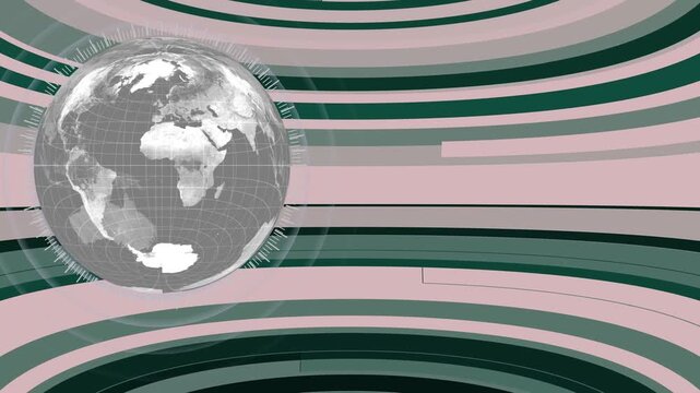 International news background animation. global earth rotating digital world breaking news Studio, breaking news banner and scrolling ticker animation.  News Studio, background with White color