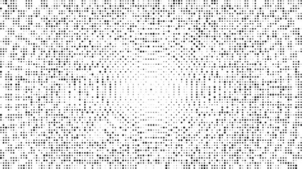 Black and white halftone dot pattern with a concentric radial design, an abstract and modern vector background texture for contemporary and futuristic layouts