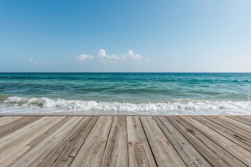 Fototapeta premium Photo showing sections of the shore path with the ocean visible behind.