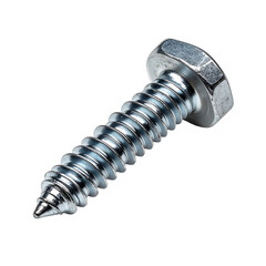 Shiny screw with hexagon head, isolated on transparent background
