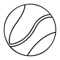 Tennis ball line art icon - simple black and white vector illustration.