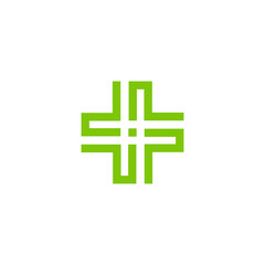 letter dp stripes plus medical geometric logo vector