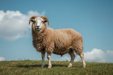 Obraz premium Complete sheep shown with backdrop