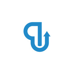 letters qu arrow simple geometric logo vector